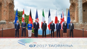 "Familienfoto" der führenden Repräsentanten beim G7 Treffen in Taormina auf Sizilien.